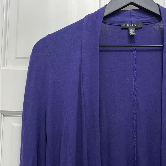 Eileen Fisher Deep Purple Viscose Blend Open Front Cardigan - Size XS - Picture 11 of 16
